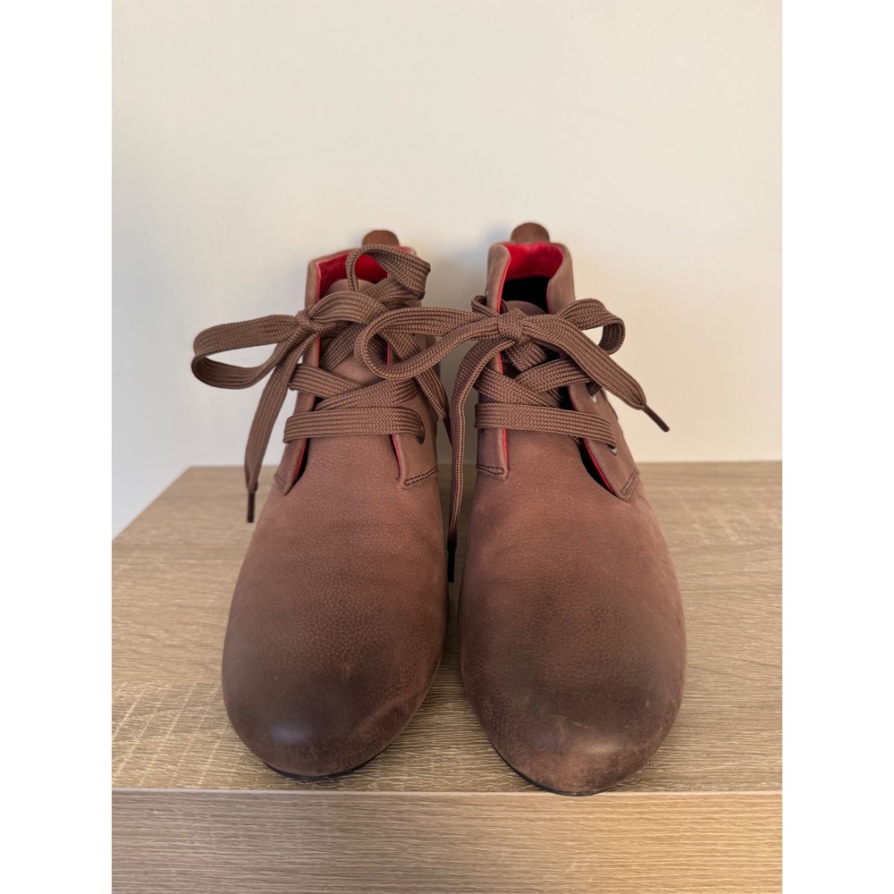 Josef Seibel Brown Leather Lace Up Ankle Boots Block Heel Size 38 Fits Like 8 - Picture 8 of 13